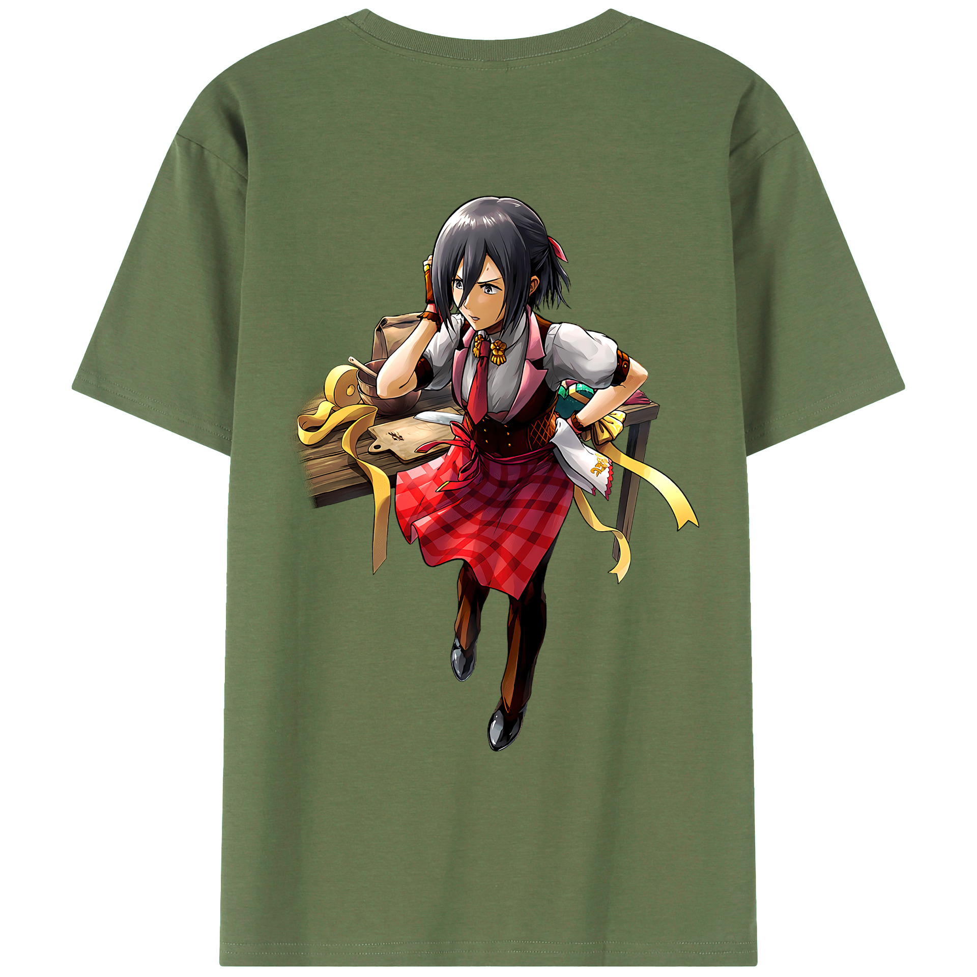 （画像用） 進撃の巨人 ミカサ·アッカーマン Attack on Titan Mikasa Ackerman 綿100％ メンズ半袖Tシャツ（バックプリント） 通気性
